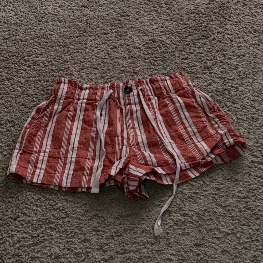 Forever XXI Dusty Red and White Plaid Shorts